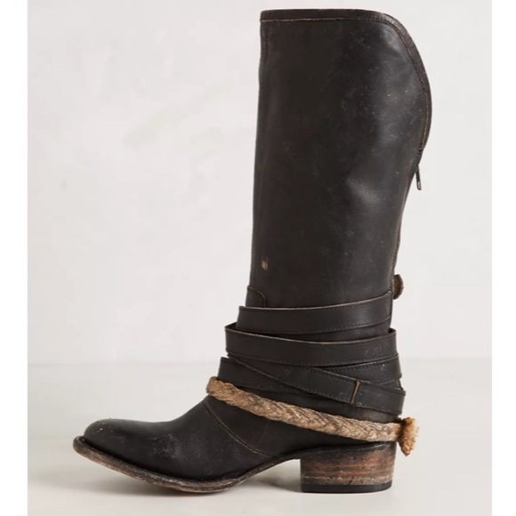 Freebird by Steven Drove Boots Black Leather Western Harness Back Zip 9 - Picture 9 of 15